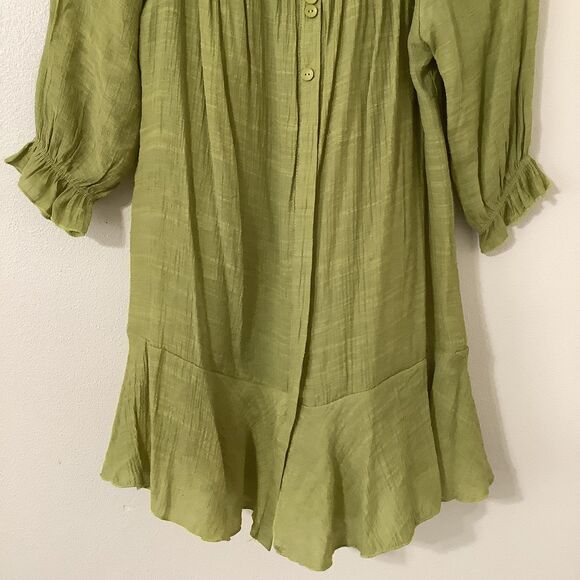 Urban Mango Green Fairycore Bohemian Hippie Festival Fairy Peasant Blouse M - Picture 3 of 7